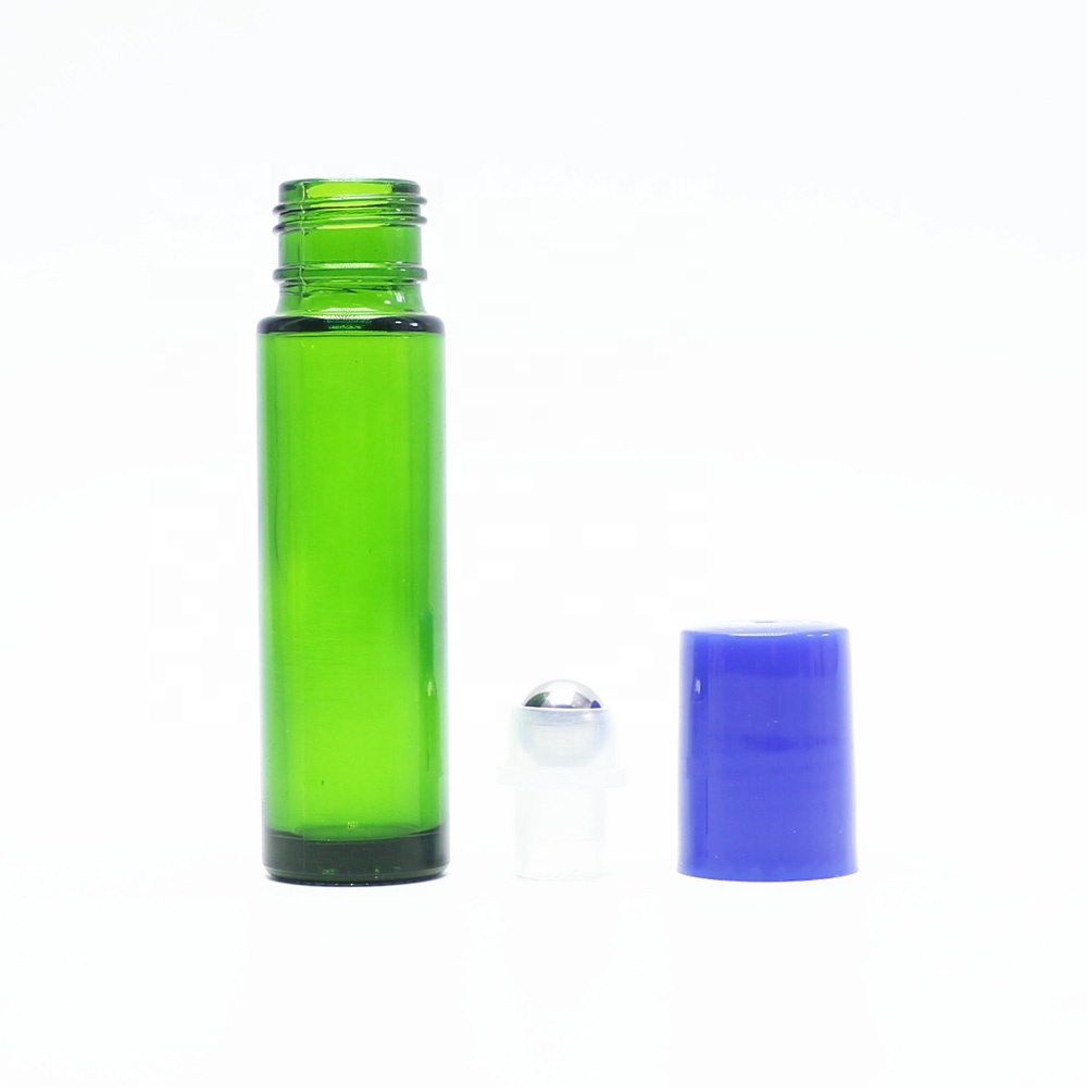 10ml clear glass roll on bottle with black plastic lid withglass roller ball for perfume