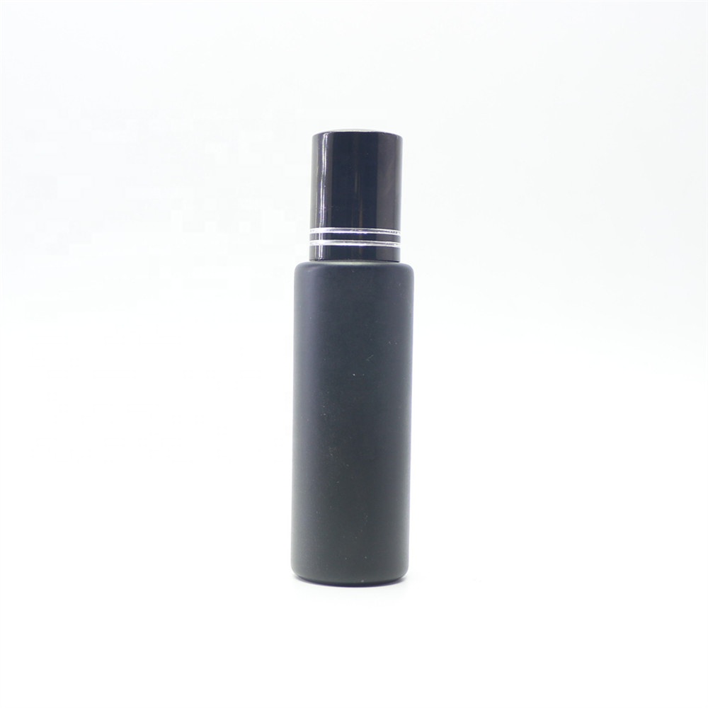 10ml clear glass roll on bottle with black plastic lid withglass roller ball for perfume