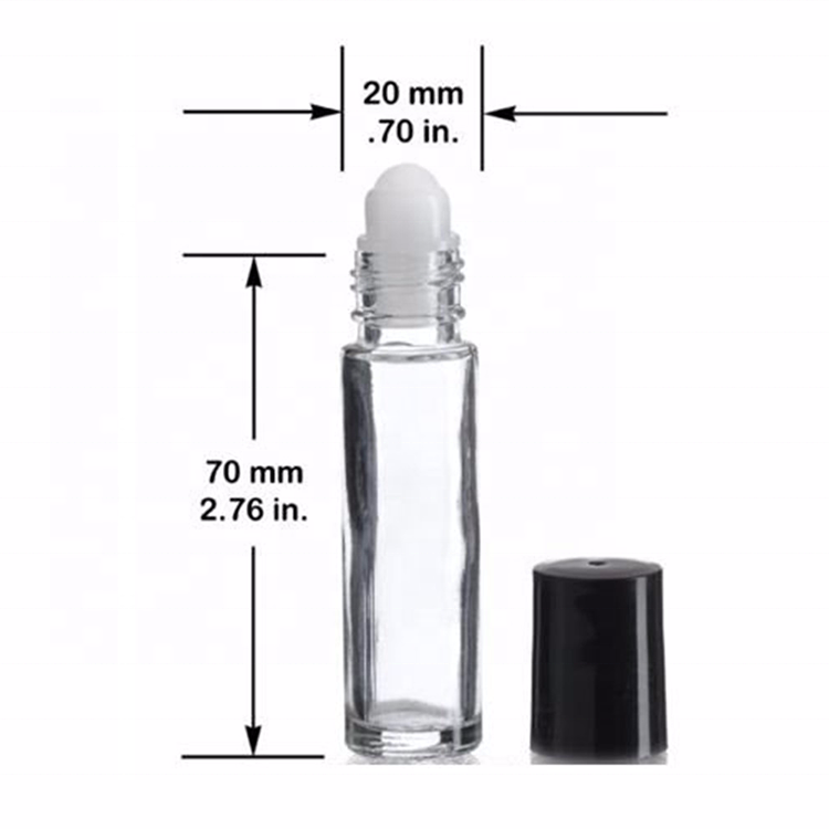 10ml clear perfume glass roll on bottle Wholesale custom roller glass bottle with gemstone roll on