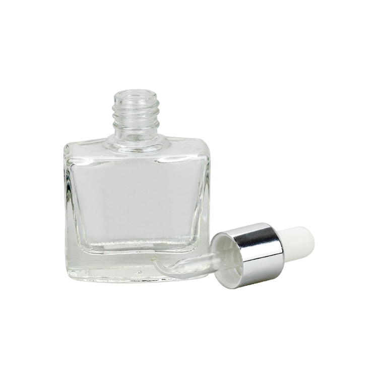 10ml clear rectangle cosmetic face body beard vitamin oil glass sample bottle with silver dropper