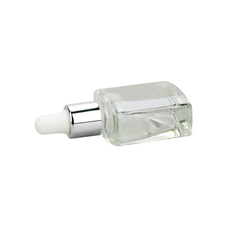 10ml clear rectangle cosmetic face body beard vitamin oil glass sample bottle with silver dropper