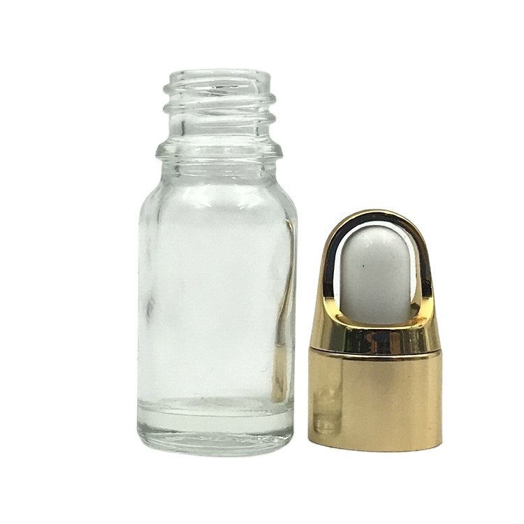 10ml clear transparent bottle of glass dropper bottle for essential oil with gold dropper cap