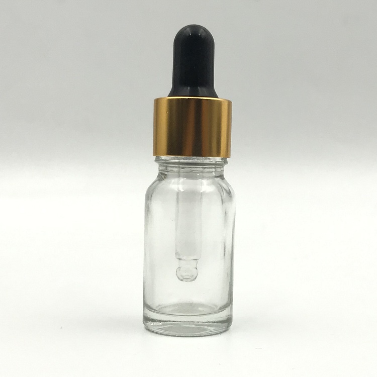 10ml clear transparent bottle of glass dropper bottle for essential oil with gold dropper cap