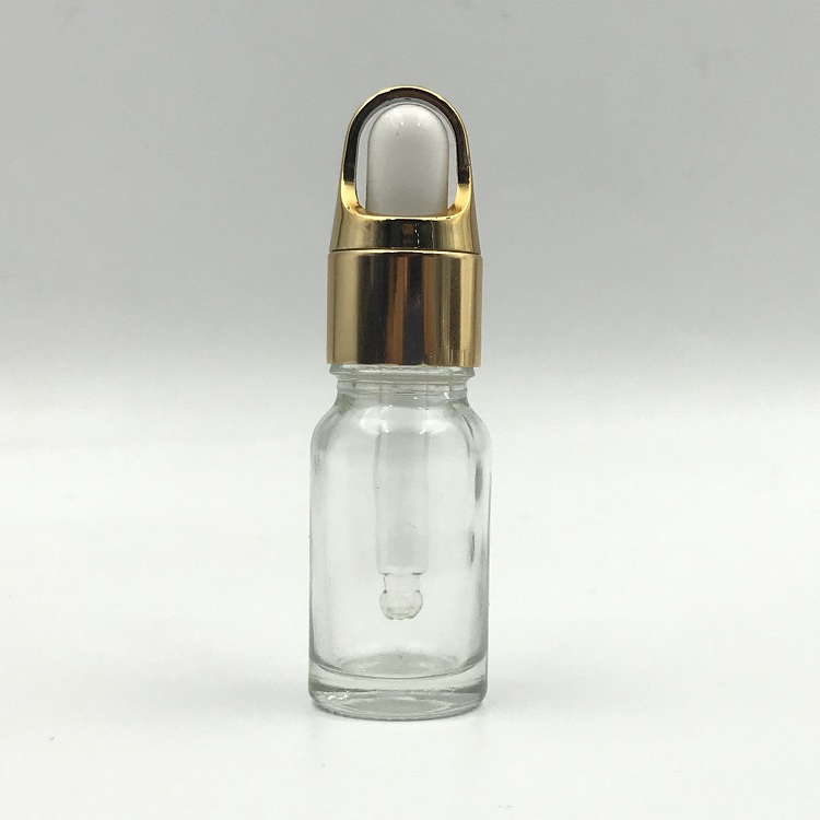 10ml clear transparent bottle of glass dropper bottle for essential oil with gold dropper cap