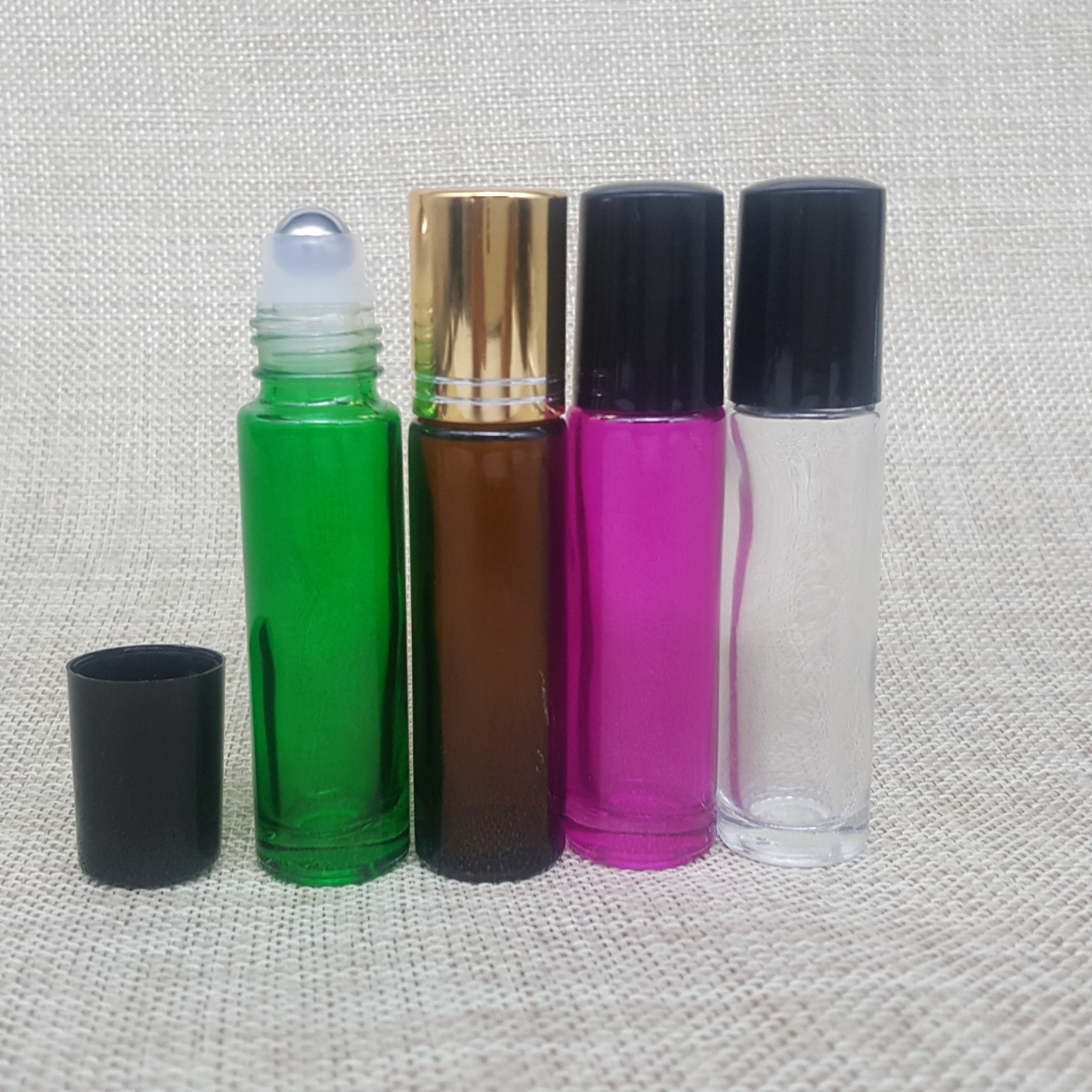 10ml colorful frosted glass roll on bottle essential oil perfume bottle with aluminum cap glass roller ball bottle