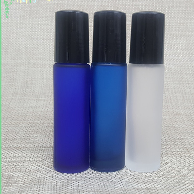 10ml colorful frosted glass roll on bottle essential oil perfume bottle with aluminum cap glass roller ball bottle