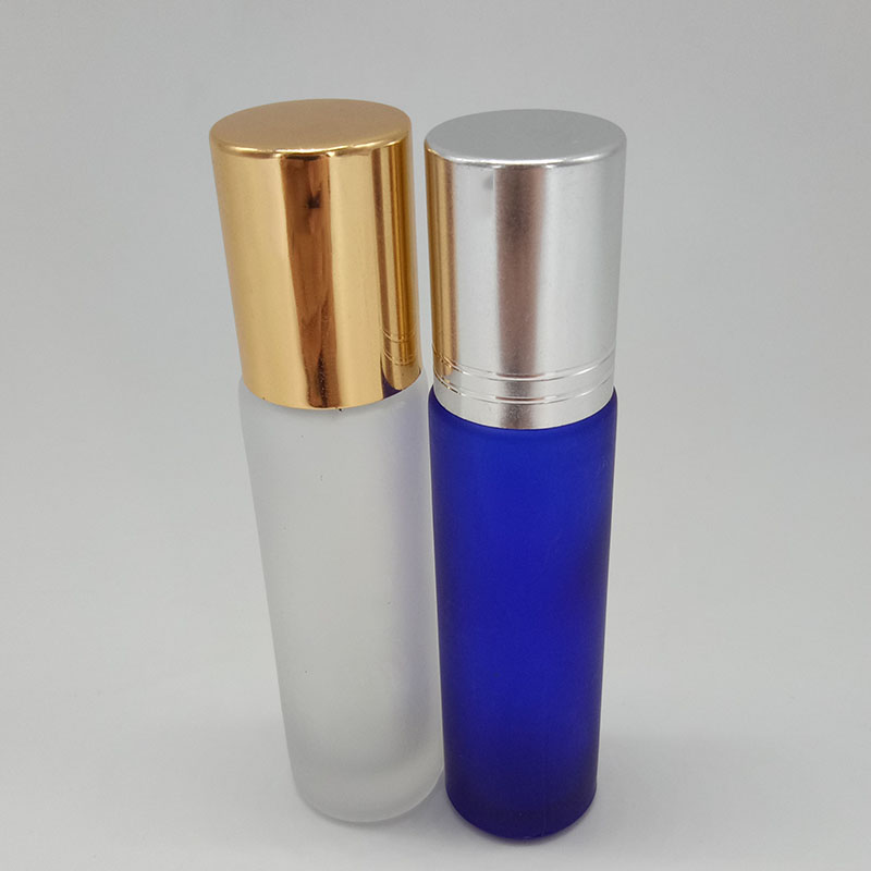 10ml colorful frosted glass roll on bottle essential oil perfume bottle with aluminum cap glass roller ball bottle