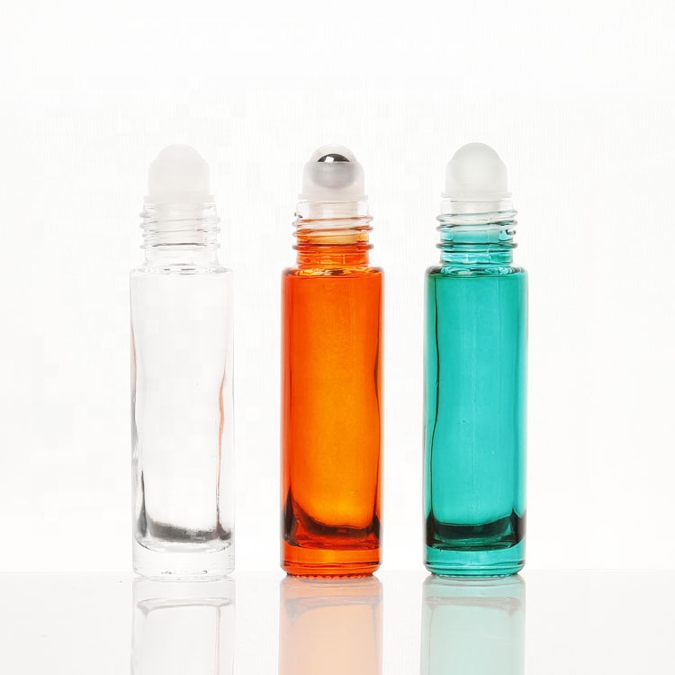 10ml cosmetic glass essential oil roller bottle with stainless roll ball