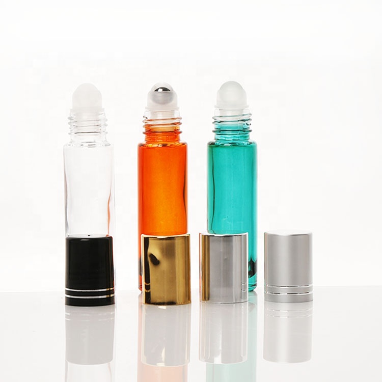 10ml cosmetic glass essential oil roller bottle with stainless roll ball