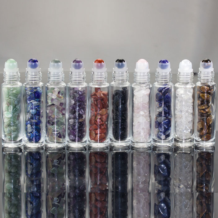10ml crystal gemstone perfume bottle glass essential oil gemstone roller ball bottle