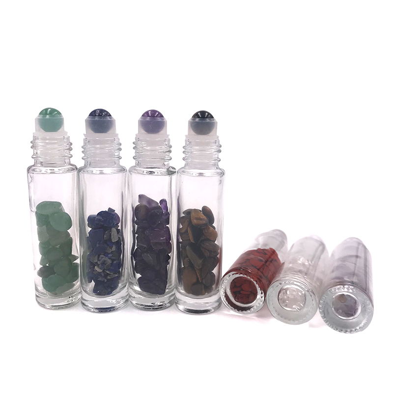 10ml crystal gemstone perfume bottle glass essential oil gemstone roller ball bottle