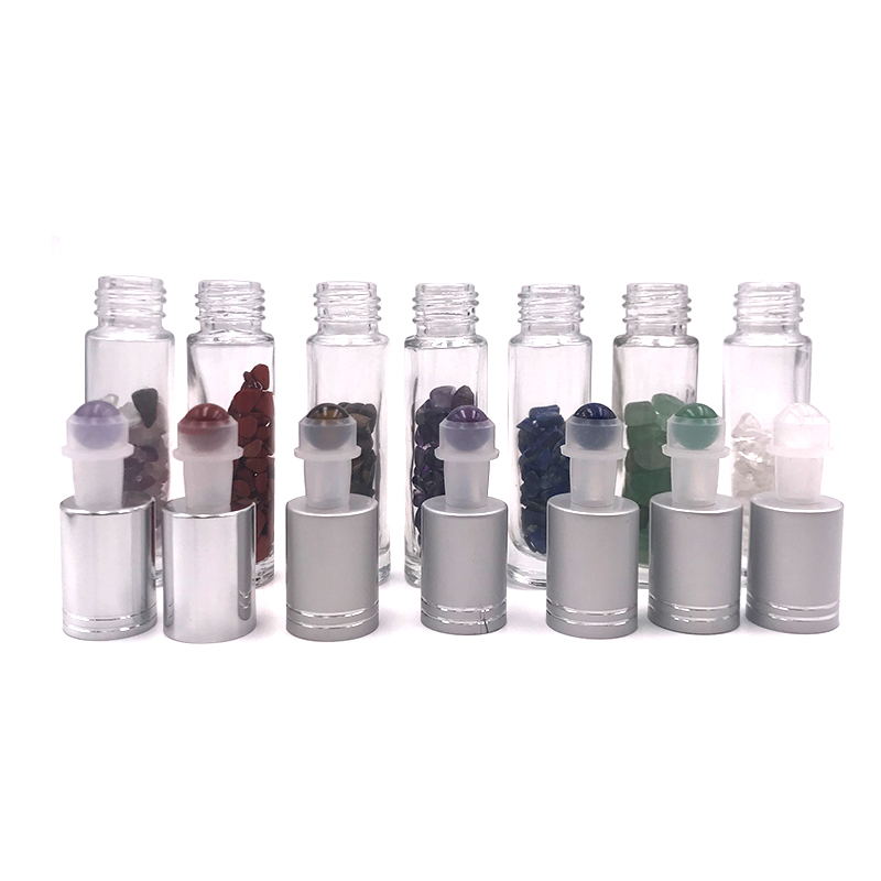 10ml crystal gemstone perfume bottle glass essential oil gemstone roller ball bottle