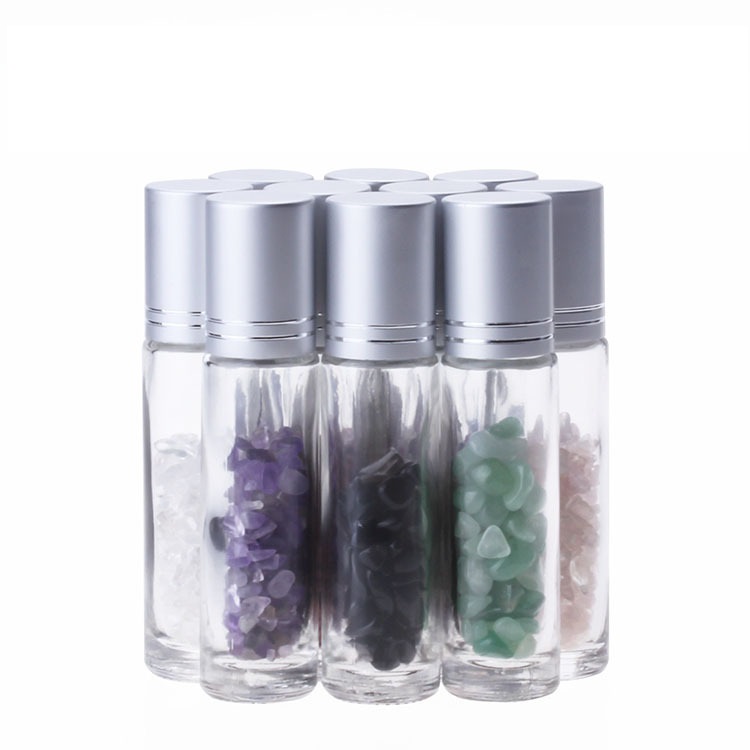 10ml crystal gemstone perfume bottle glass essential oil gemstone roller ball bottle