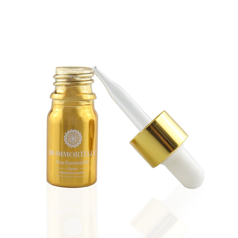 10ml electroplate gold color glass oil bottle with dropper gold glass essential oil bottle