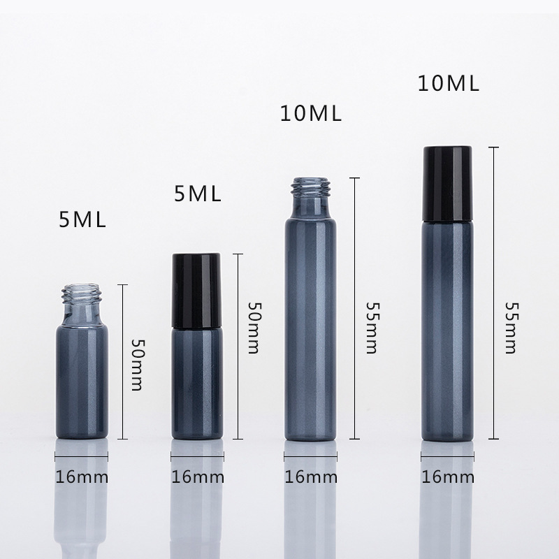 10ml empty frosted colorful tube glass roll on bottle with stainless steel roller