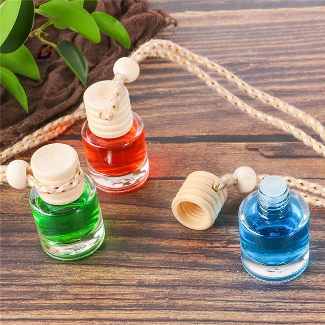10ml empty glass car perfume bottle hanging wooden