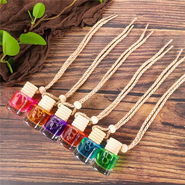 10ml empty glass car perfume bottle hanging wooden