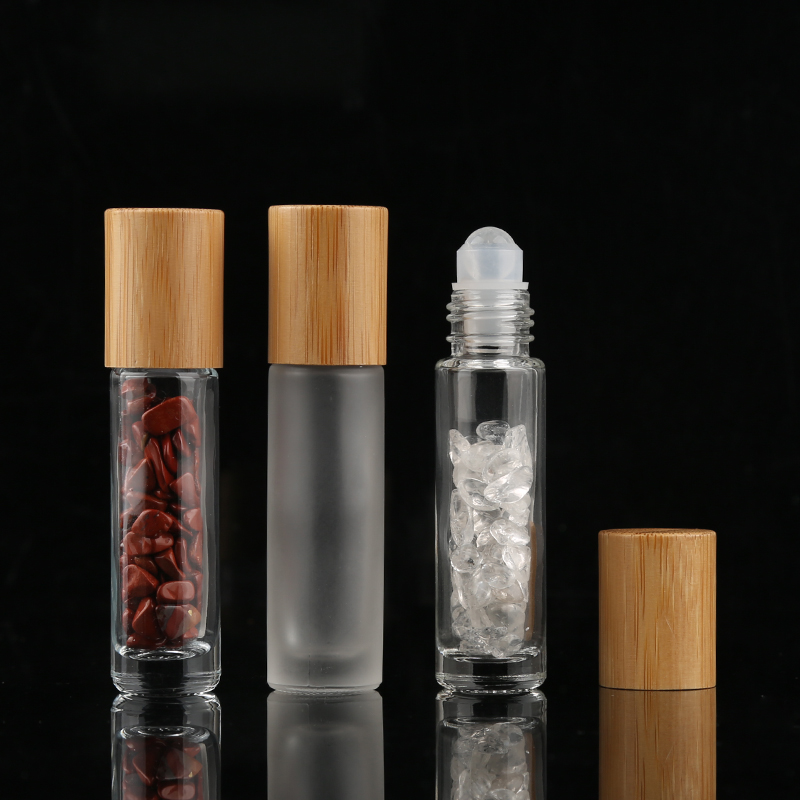 10ml essential oil bottles glass roller bottle with bamboo cap steel ball