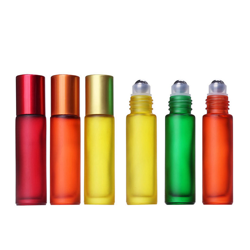 10ml essential oil roll on glass bottle with rainbow color essential oil