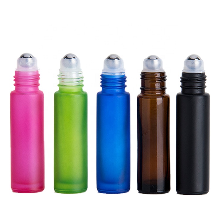 10ml essential oil roll on glass bottle with rainbow color essential oil