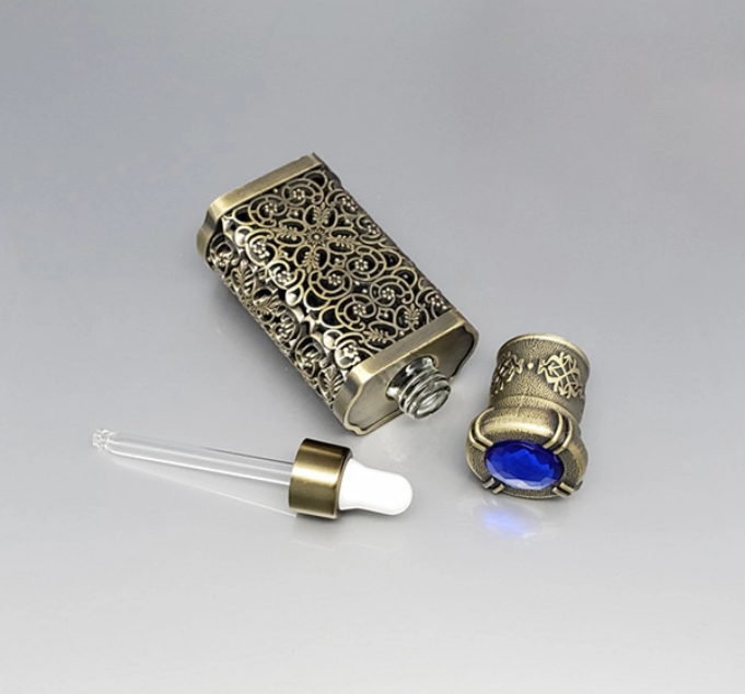 10ml fancy empty Arabic style essential oil attar glass bottle with dropper
