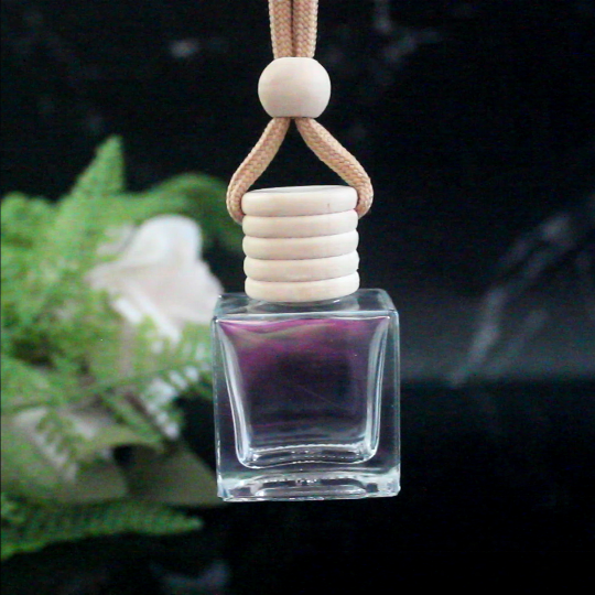10ml fragrant oil hanging bottle logo perfume bottle square empty auto clear glass perfume container car air freshener