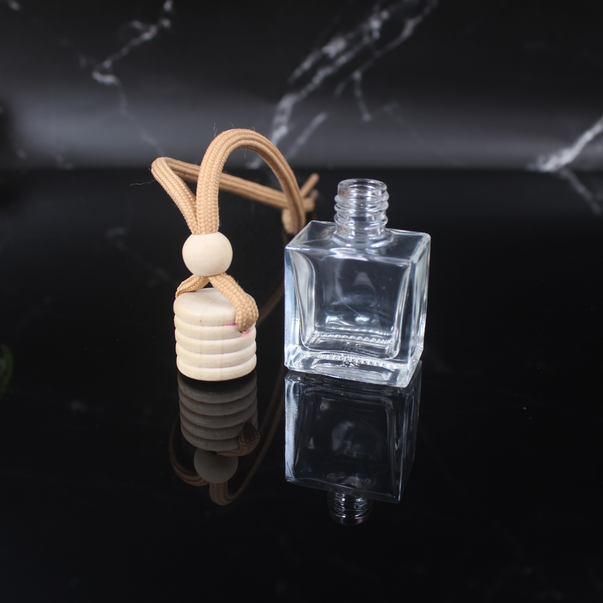 10ml fragrant oil hanging bottle logo perfume bottle square empty auto clear glass perfume container car air freshener