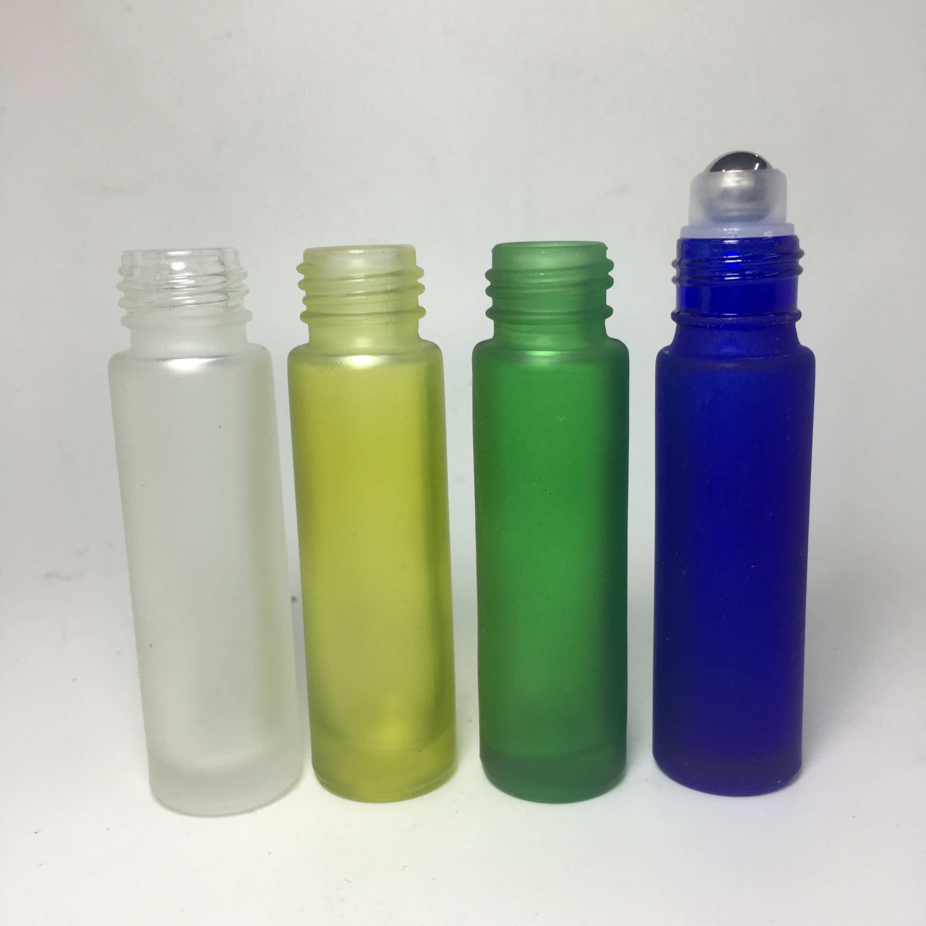 10ml frosted cosmetic empty glass perfume roll on bottle with stainless steel metal roller ball,or plastic roller ball