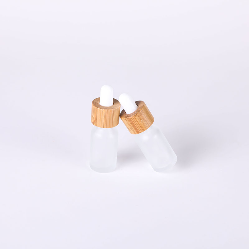 10ml frosted essential oil glass bottle with bamboo lid/ dropper bottle with bamboo cap