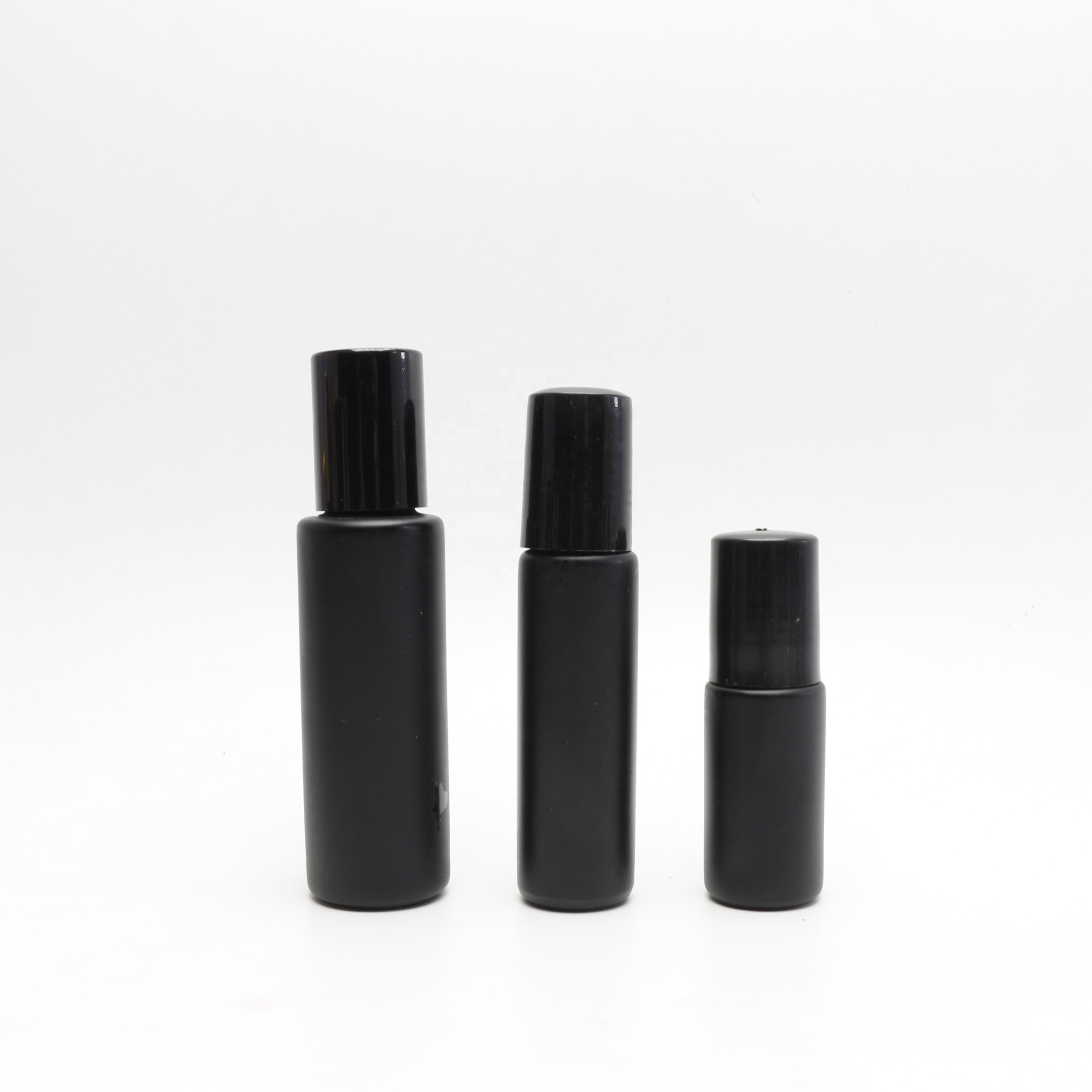 10ml frosted matte black glass roll on bottle with metal roller ball for cosmetic oil Roller-18B
