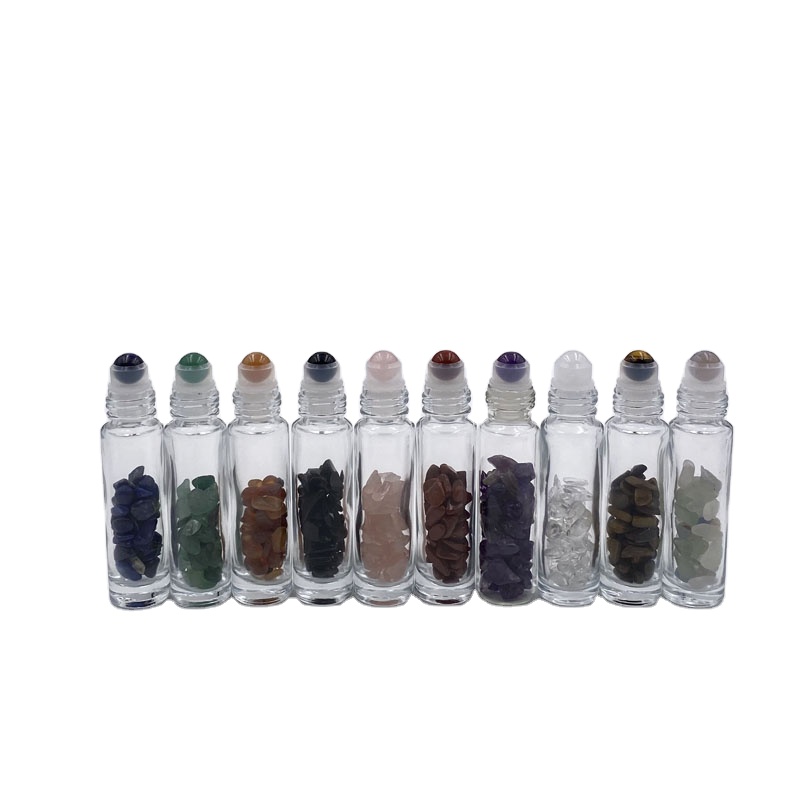 10ml gemstone roller essential oil bottle skin care natural crystal roller ball
