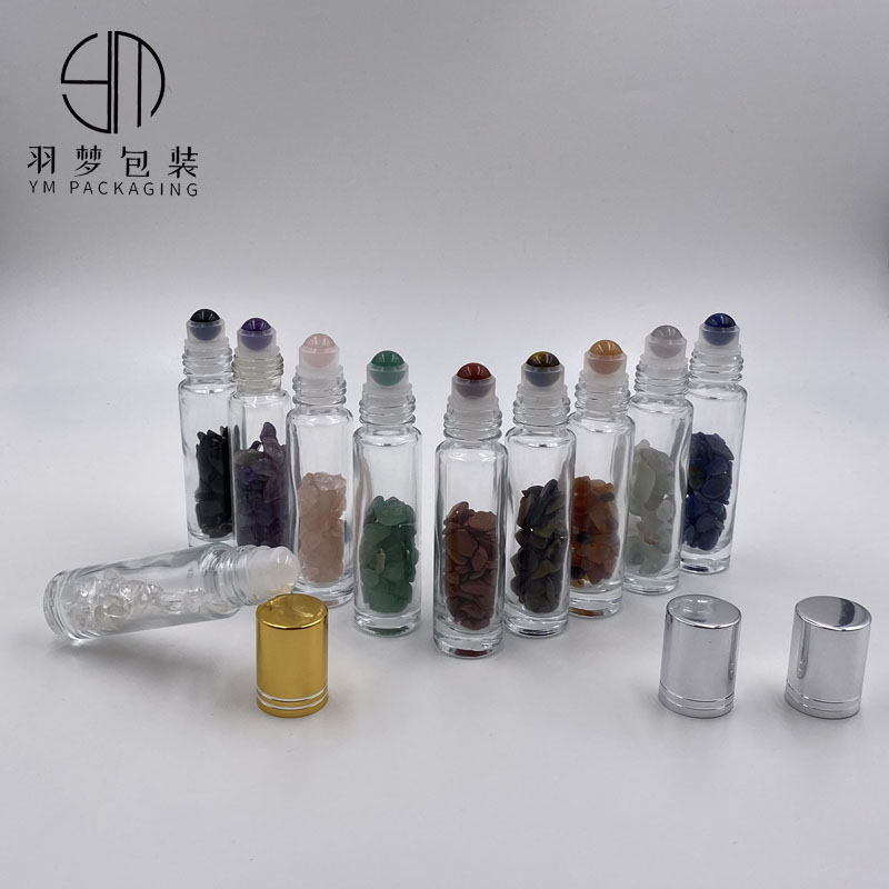 10ml gemstone roller essential oil bottle skin care natural crystal roller ball