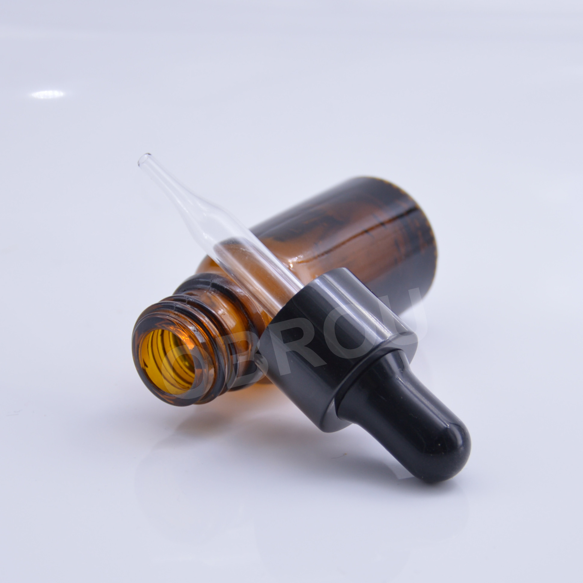 10ml glass amber essential oil bottle with child proof dropper plastic cap tamper evident ring