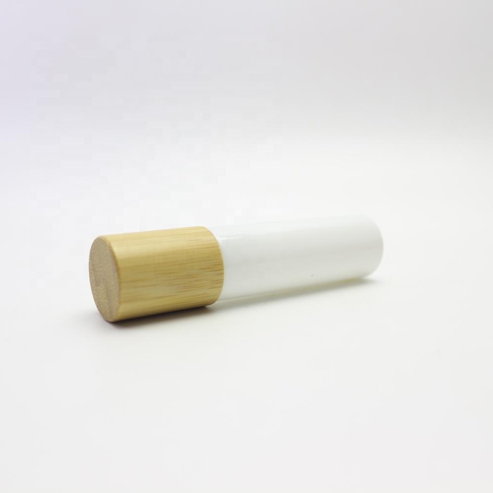 10ml glass bottle roller ball white color oil perfume roll on glass bottle with bamboo cover Roller-015RL