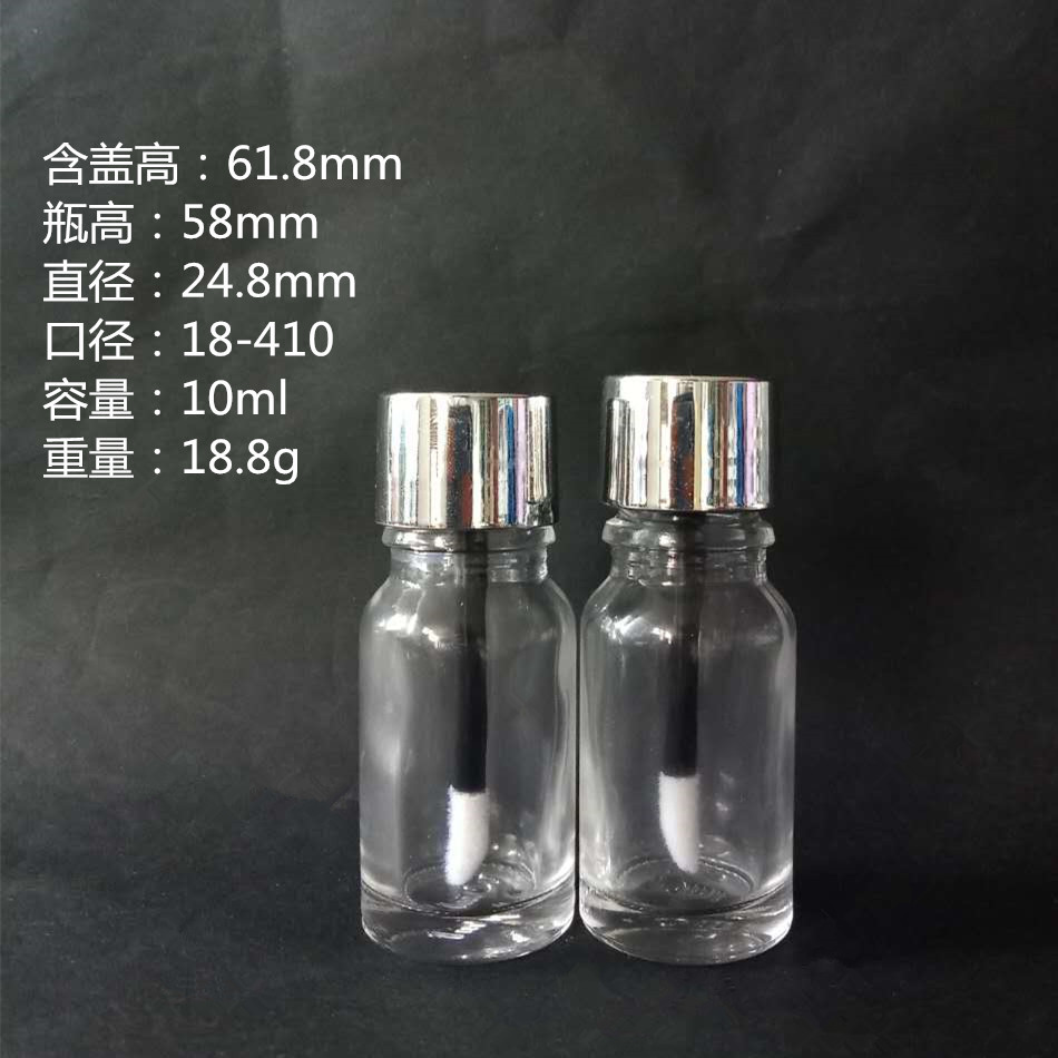 10ml glass lipstick bottle,18/410 lip gloss container,1/3OZ lip gloss packaging bottle with applicator