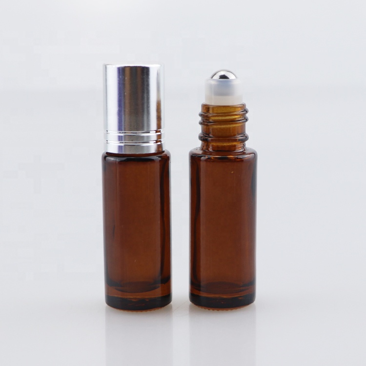 10ml glass tube perfume deodorant bottle 10ml stainless steel roll on bottle essential oil packing bottles