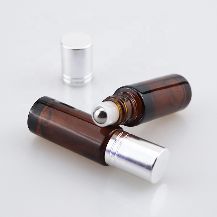 10ml glass tube perfume deodorant bottle 10ml stainless steel roll on bottle essential oil packing bottles