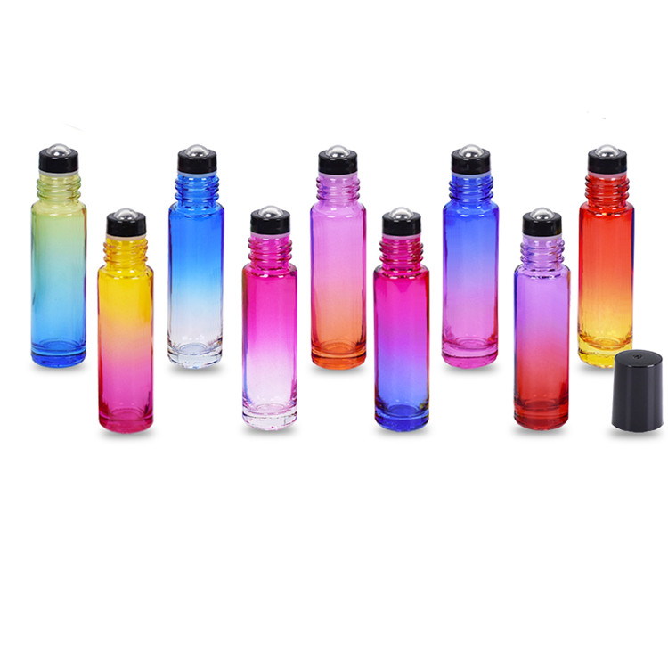 10ml gradient two tone color roller ball glass bottle 10ml green purple red pink colored roll on bottle