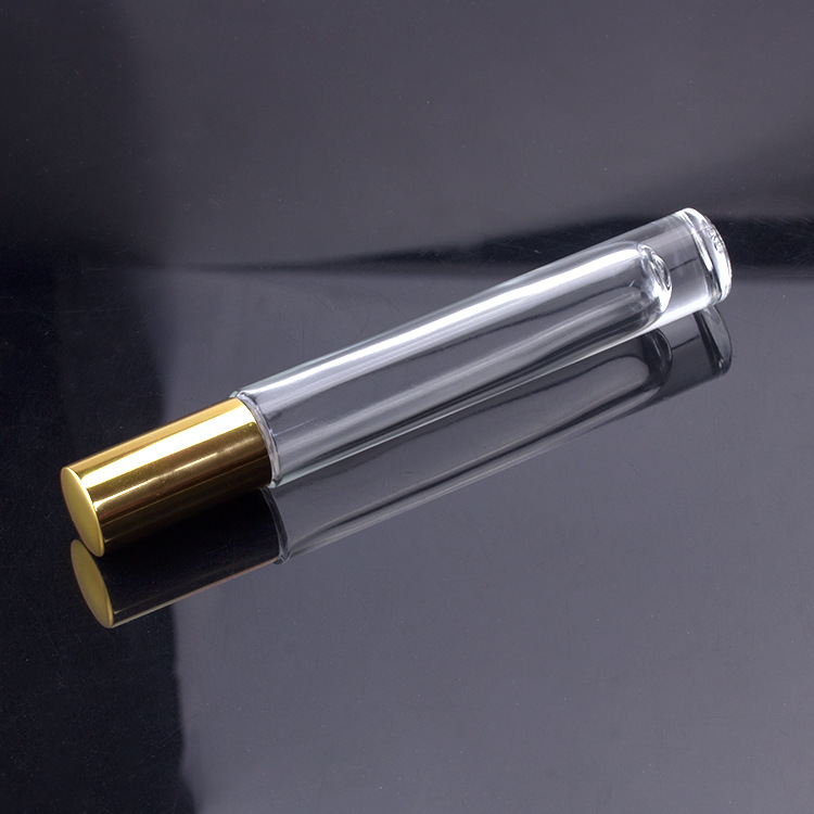 10ml long and thin cylinder roll on glass eye oil perfume bottle
