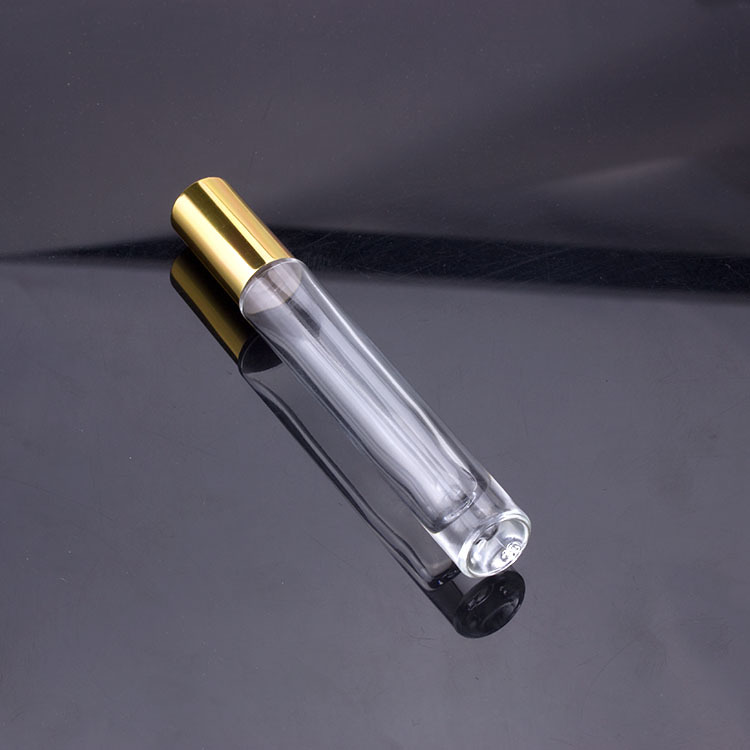 10ml long and thin cylinder roll on glass eye oil perfume bottle