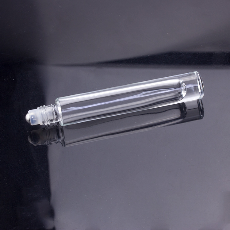10ml long and thin cylinder roll on glass eye oil perfume bottle