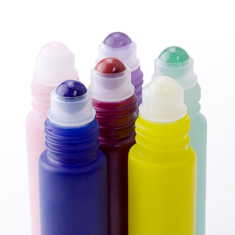 10ml macaron roll on glass bottle with crystal/gemstone/jade roller ball perfume essential oil bottle