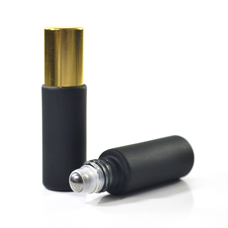 10ml matt black frost essential oil roll on glass bottle with roller