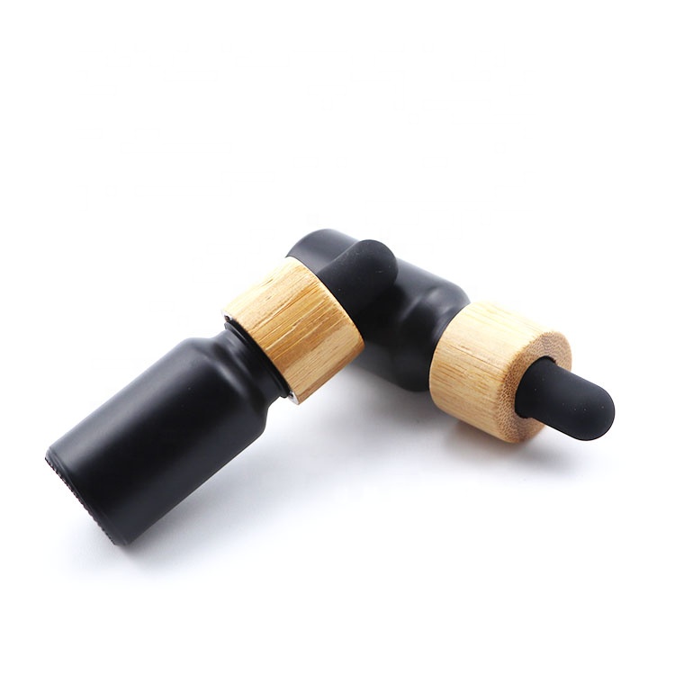 10ml matte black glass bottles bamboo top 10ml dropper bottles black frosted bottles with bamboo dropper