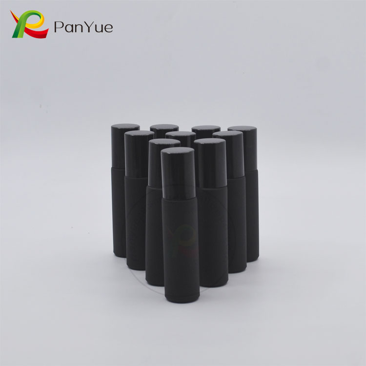 10ml matte black glass roll on bottle with metal roller ball 10ml roll on perfume bottle
