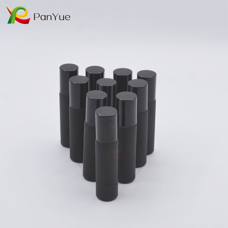 10ml matte black glass roll on bottle with metal roller ball 10ml roll on perfume bottle