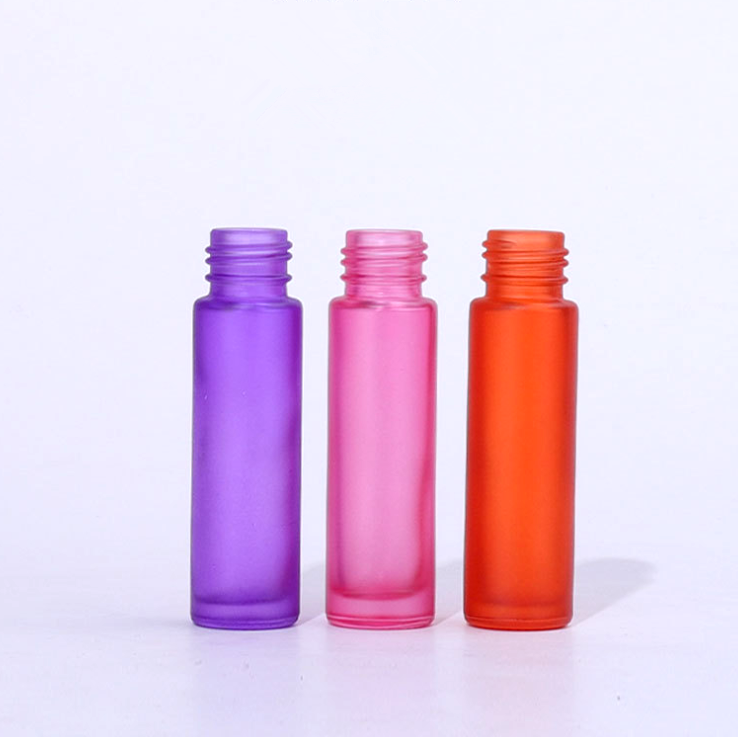 10ml matte frosted colorful Glass Perfume Essential Oil Roll On Bottles with Golden velvet cover
