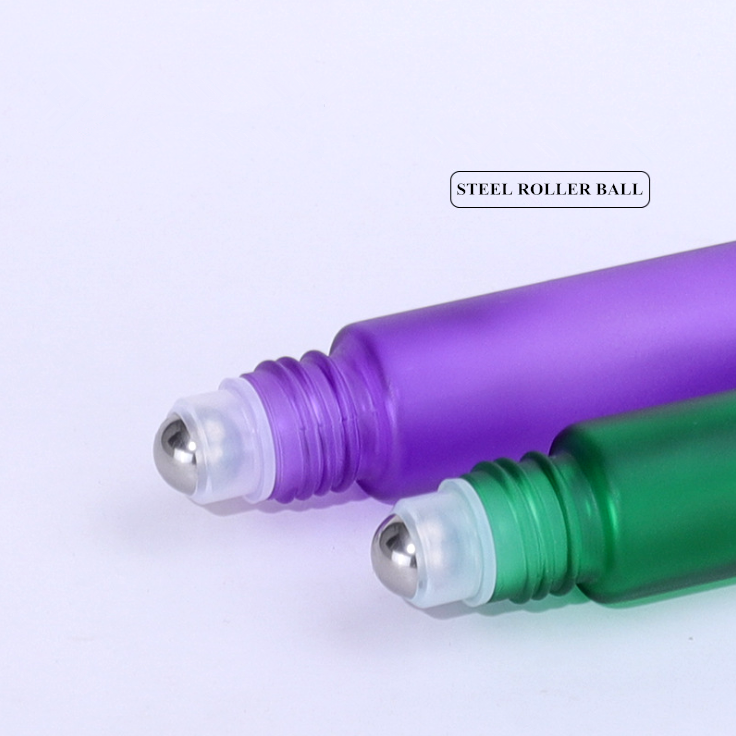 10ml matte frosted colorful Glass Perfume Essential Oil Roll On Bottles with Golden velvet cover