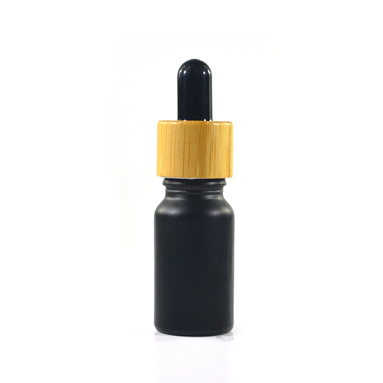 10ml matte white black red essential oil frosted glass dropper bottle with bamboo cap wholesales