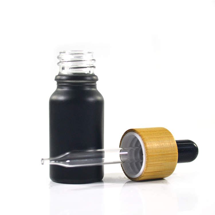 10ml matte white black red essential oil frosted glass dropper bottle with bamboo cap wholesales
